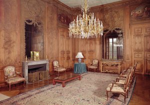 The Great Lounge med træværk tilskrevet Verbeck og Louis XV tidstypiske møbler signeret af D. Delant og F. Folliot, 1730-36