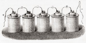 The Grove cell, fra Les Merveilles de la Science, pub.1870. af French School