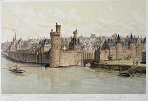 Hotellet og tårnet i Nesles i 1380 - i "Paris gennem tiderne", slutningen af det 19. århundrede af French School