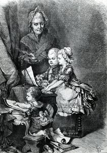 Spædbarnet Mozart spiller klaver af French School