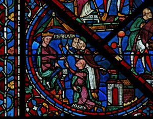 Joseph-vinduet: Josef forklarer faraos drøm (w41) af French School