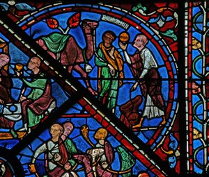 Joseph-vinduet: hans tjener viser Benjamin bægeret i sin sæk (w41) af French School