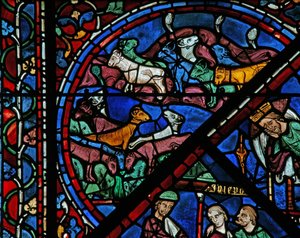Joseph-vinduet: det fede og magre kvæg i drømmen (w41) af French School