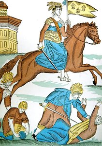 The Maid of Orleans, ca. 1820 (farve litho) af French School