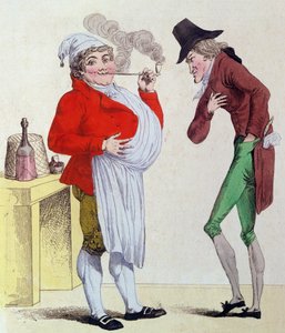 Manden uden bekymring og manden uden penge, maj 1815 (farvegravering) af French School