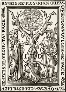 The Marque of Jehan St Denis, Parisien Bookseller, fra Science and Literature in The Middle Ages af Paul Lacroix pub. London 1878 af French School