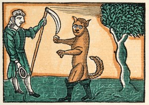 The Master Cat or Puss in Boots fra Histories or Tales of Past Times told by Mother Goose, With Morals, af M Perrault, pub. 1925 (håndkoloreret træsnit) af French School