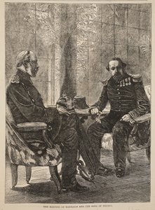Mødet mellem Napoleon og Kongen af Preussen, september 1870, illustration fra Cassells historie om krigen mellem Frankrig og Tyskland, 1870-1871 af French School