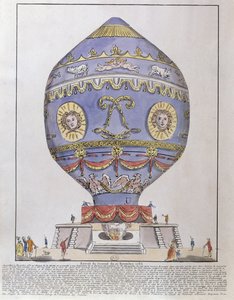Montgolfier Brothers balloneksperiment på Chateau de la Muette, 21. november, 1783 af French School