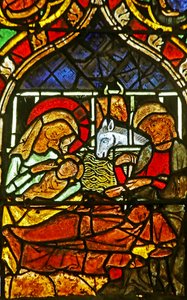 The Nativity (farvet glas) af French School