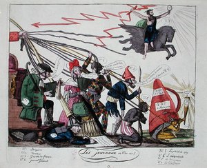 Aviserne fra maj 1815 (farvet gravering) af French School