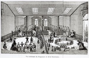 The Nursery in the Family of Guise, fra Solutions Sociales af Jean-Baptiste Andre Godin (1817-88), Paris, 1871 af French School