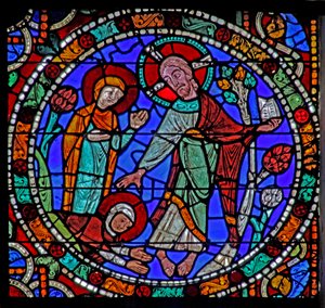 Passionsvinduet: Opstandelse - Tilsynekomst for Magdalene (w51) af French School