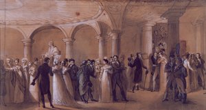 Peristilen ved Theatre Francais, ca. 1822 af French School