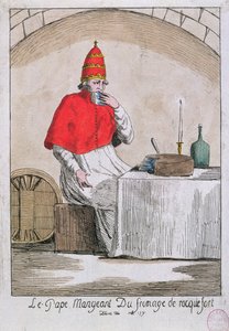 Paven spiser Roquefort ost, 1791 af French School