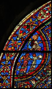 Vinduet Den fortabte søn: musikere ved festen; engel (w35) af French School