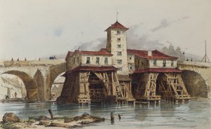 Pumpen fra Pont Notre Dame, 1836 af French School