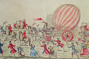 Luftballonens tilbagevenden til Paris, efter Montgolfier-brødrenes forsøg på Champ de Mars, 2. december 1783 af French School