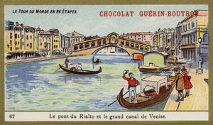 Rialtobroen og Canal Grande i Venedig (chromolitho) af French School