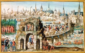 The Royal Entry Festival of Henri II (1519-59) til Rouen, 1. oktober 1550 af French School