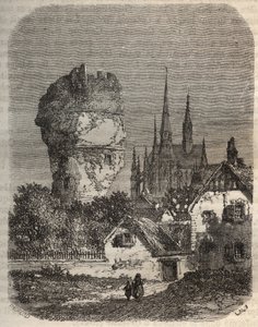 The Shoulder of Gallardon - feodale tårn, der stammer fra det 12. århundrede - indgravering i "Histoire de France" af Victor Duruy (1811-1894) - 1882 af French School