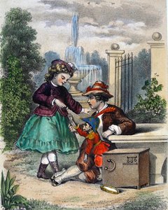 Den lille abe (farve litho) af French School