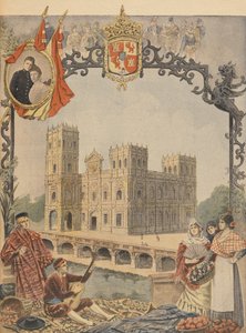 Den spanske pavillon på verdensudstillingen i 1900, Paris, illustration fra Le Petit Journal, 4. marts 1900 af French School