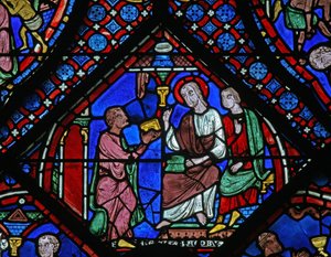 The St James Window: han møder Filetus med sin magiske bog (w5) af French School