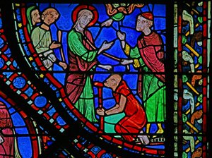 St James Window: helbreder en lammelse (w5) af French School