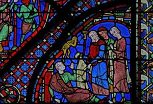 St James Window: Dæmonen forsvinder takket være St James kappen (w5) af French School