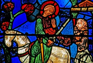 St Martin-vinduet: helgenen deler sin kappe (w20) af French School
