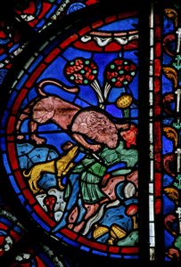 St Thomas-vinduet: butleren fortæres af udyr (w23) af French School