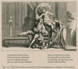 The Stock-Jobber, forhøjet af Fortune (Fragment af en karikatur af perioden) af French School