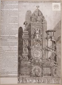 Strasbourgs katedralur (gravering på papir) af French School
