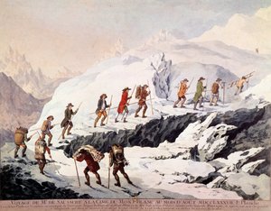 Den schweiziske naturforsker Horace Benedict (Horace-Benedict) af Saussure (1740-1799) og den franske bjergguide Jacques Balmat foretog den anden bestigning af Mont Blanc i august 1787. af French School