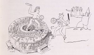 Temalacati, eller Gladiatorial Stone, fra Codex Ramirez, fra 