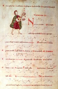 Den tredje tilstand, fra en tonary i akvitansk notation (vellum) af French School