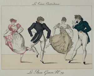 Trenis Quadrille, plade 19 fra Le Bon Genre, 1805 af French School