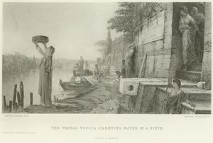 Vestal Tuccia bærer vand i en sigte (dybtryk) af French School