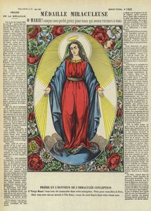 Jomfru Maria og den mirakuløse medalje (farvelitografi) af French School