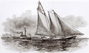 Yacht America tager føringen i 1851 Cowes Regatta, fra Le Monde Illustre, 1851 af French School