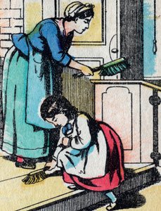 Aktiviteterne for piger fra gode familier: husarbejdet - Epinalt billede - 1800-tallet (gravering) af French School