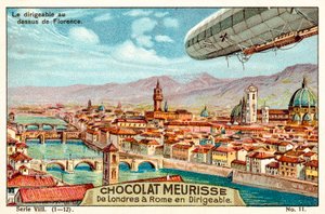 Luftskibet over Firenze (chromolitho) af French School