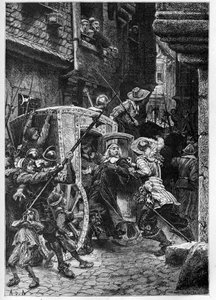Anholdelsen af Pierre Broussel (1575-1654) i 1648 under ordre fra Anne af Østrig (1601-1666), hvilket provokerede folkets omvæltning (barrikadernes dage) og Fronde - arrestation af Pierre de Brousel, rådmand i Paris-parlamentet, kaldet Faderen af French School