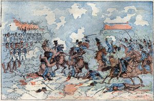 Slaget ved Auerstaedt mellem den preussiske hær og den franske hær ledet af Louis Nicolas (Louis-Nicolas) d