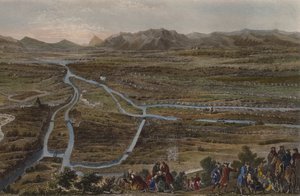 Slaget ved Cassano den 16. august 1705, indgraveret af Chavanne (farvestik)