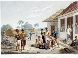 Bazaren i Coupang, øen Timor. af French School