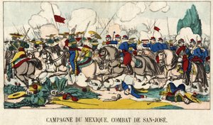 Kaptajnen af Foucauld i slaget ved San Jose (San Jose) under den mexicanske kampagne (1862-1867), epinal billede 1800-tallet af French School