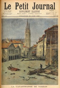 Katastrofen (oversvømmelsen) af landsbyen Voiron (Isère) Frankrig i ”Le Petit Journal”, 20. juni 1897 (gravering) af French School