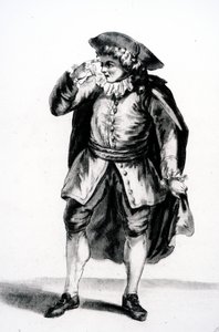 Arnolphes kostume fra The School for Wives af Moliere af French School